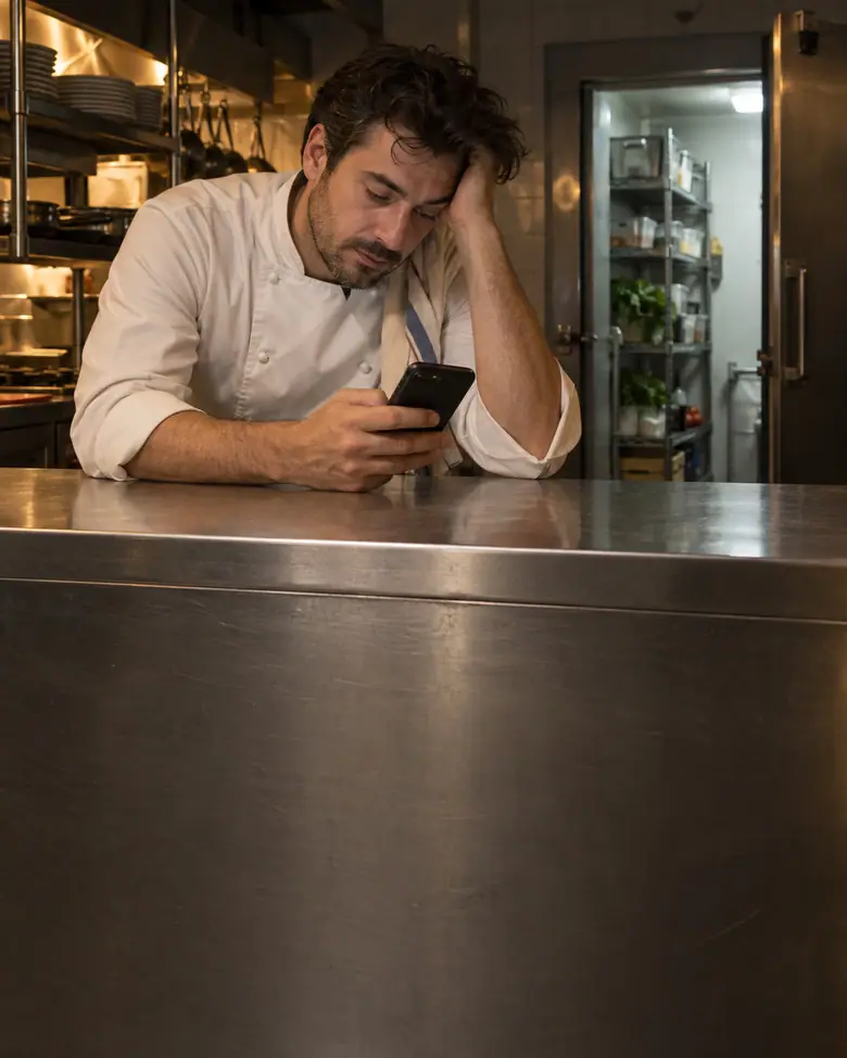 Chef che ordina dal telefono a fine servizio