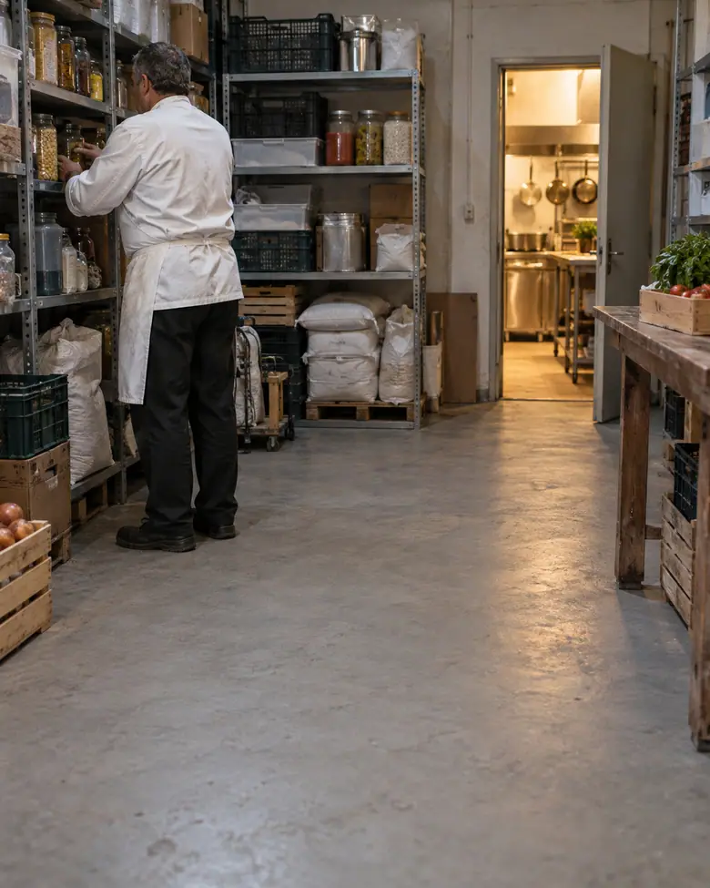 Scaffali della dispensa di un ristorante