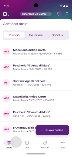Funzionalità ordini